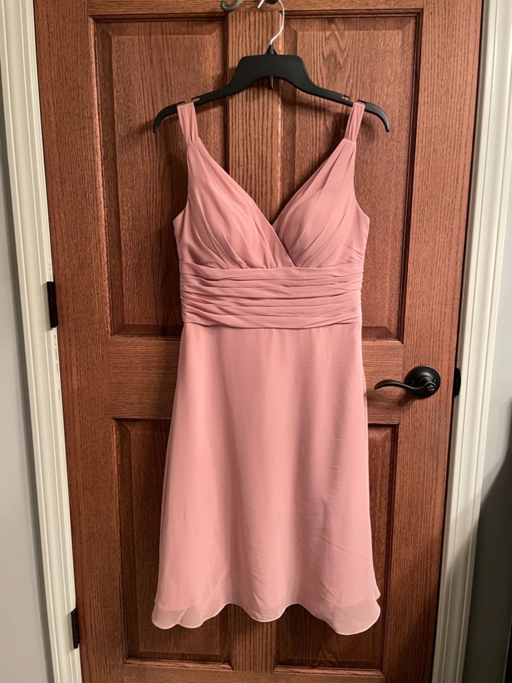 Azazie Dusty Rose V-Neck Chiffon Bridesmaid Dress